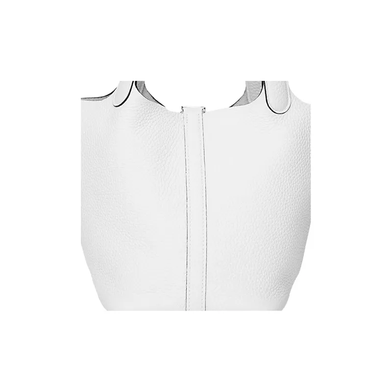 HERMES Picotin Lock Clemence Bullock Leather Basket Bag Handbag 18 Women's 0U New White-4