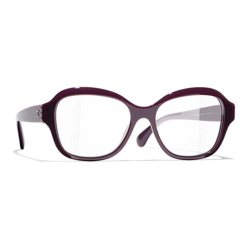 CHANEL Acetate Irregular Shape Eyeglass Frames Women's Red-1