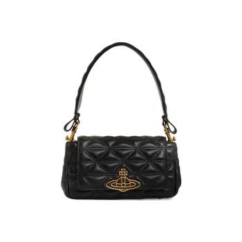 Vivienne Westwood HAZEL Lambskin One Shoulder Handbags Medium Size Women's Black