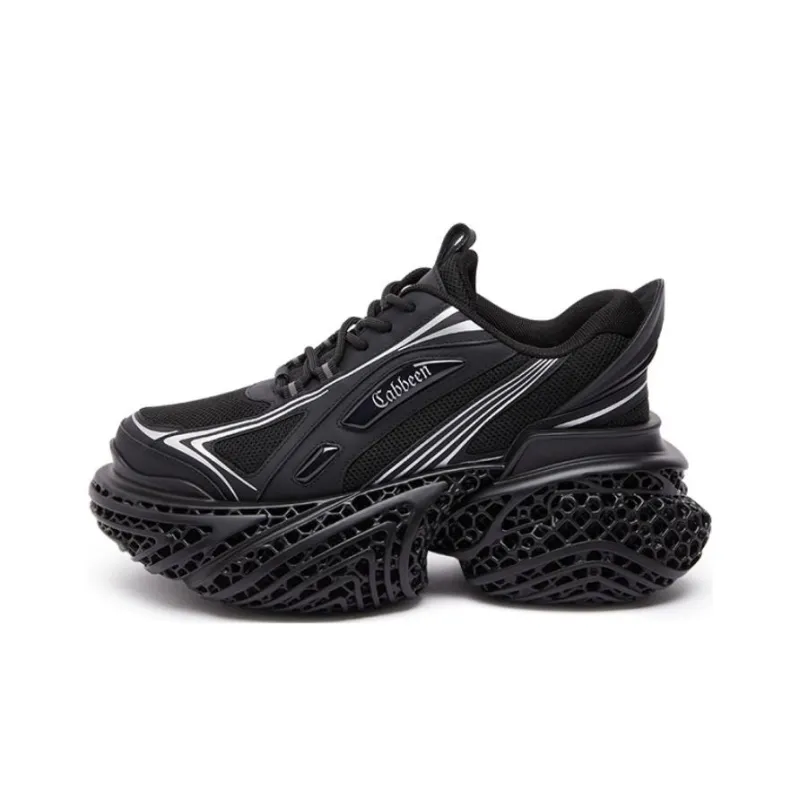 Cabbeen 4D Cyber Cushioning Anti-Slip And Wear-Resistant Low-Top Chunky Sneakers Women's Black-0