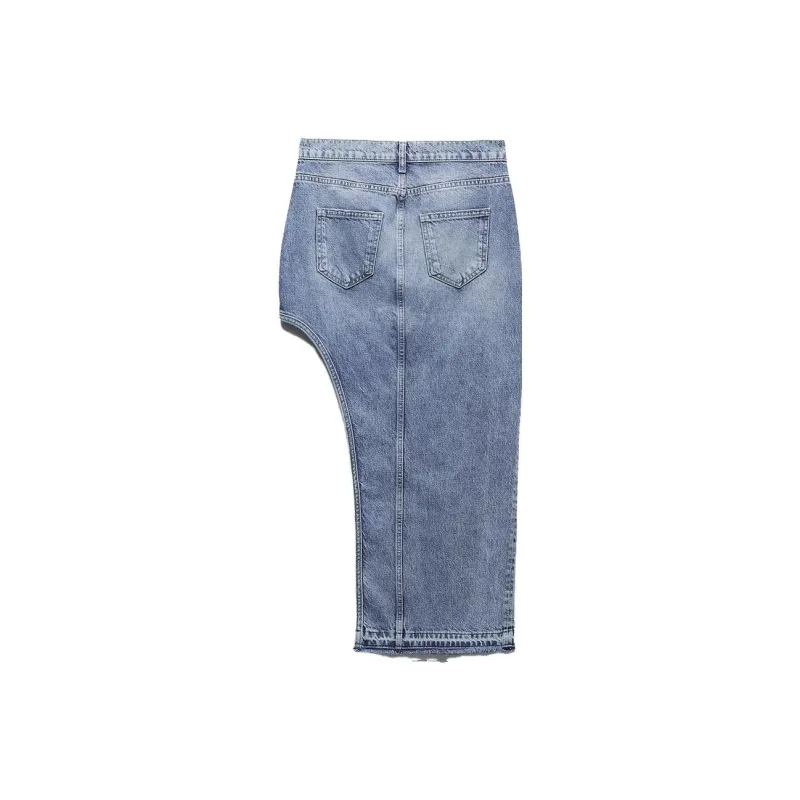 ZARA Denim Long Skirts Women's Medium Blue-1