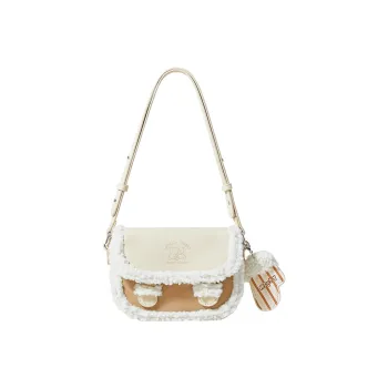 Miffy PU Blended Wool Shoulder Bag Crossbody Bag Women's Ecru & Brown