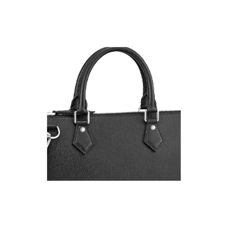 LOUIS VUITTON Wrinkle-Free Cow Leather Handbag Handbag Regular Men's Black-4