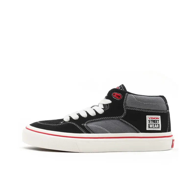 Vision Street Wear Concave Cushioned Wear Resistant Support Mid Top Skateboard Shoes Unisex Black Gray-0