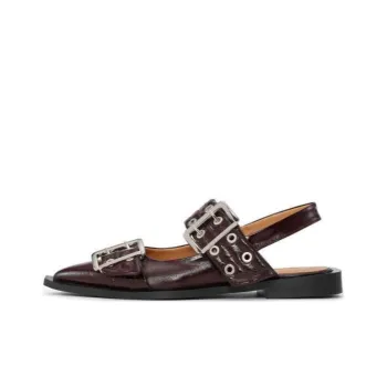 GANNI Patent Buckle Ballerina Shoes