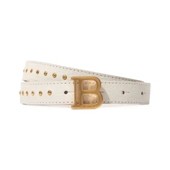 BALMAIN Letter B Logo Smooth Buckle Leather Belts Kids' White Width: 2cm