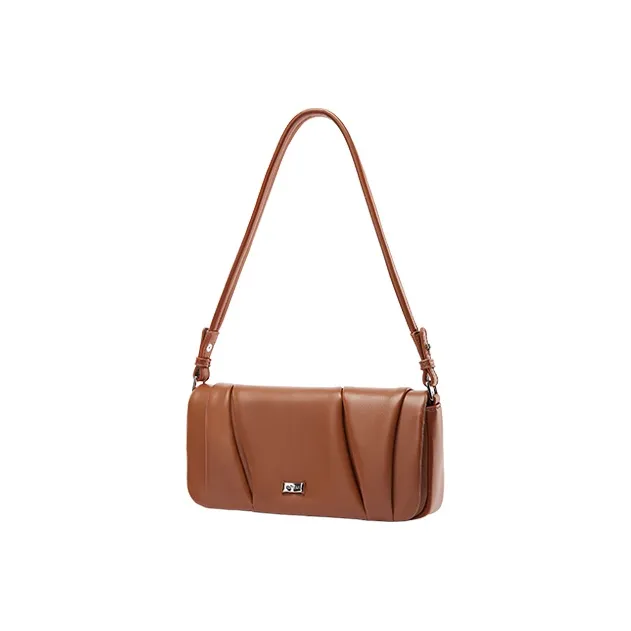 JONBAG Synthetic Leather Baguette Bag, Shoulder Bag, Portable Crossbody Bag Unisex Mocha/Black-2