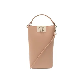 Furla 1927 Collection Cow Leather Cell Phone Pouch Portable Crossbody Bag Shoulder Bag Mini Women's Beige