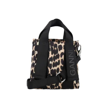 GANNI Polyester Tote Bag Shopping Bag Shoulder Bag Crossbody Bag Handbag Mini Women's Leopard Print