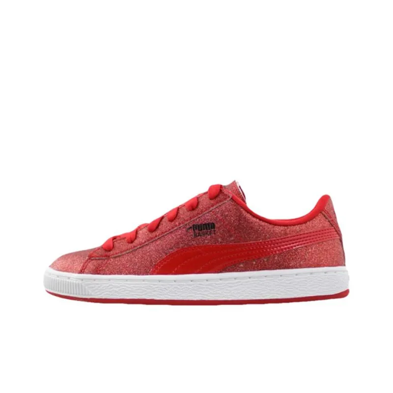 PUMA Basket Slip Resistant Cushioning Wear Resistant Low Top Skateboard Shoes Women's Red-0