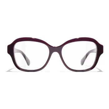 CHANEL Acetate Irregular Shape Eyeglass Frames Women's Red