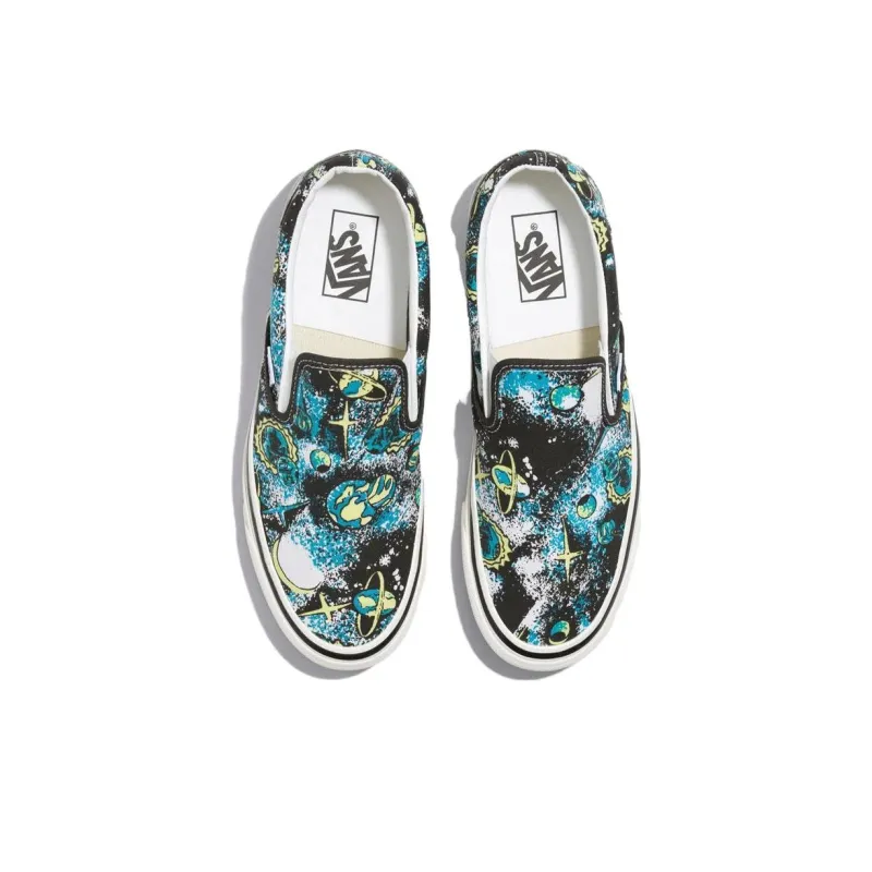 Vans Slip-on Non-slip Breathable And Wear-resistant Low-Top Skateboard Shoes Unisex Black White Blue-2