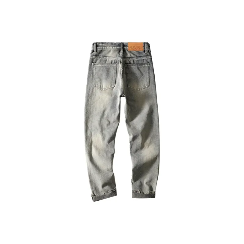 FAIRWHALE Jeans Unisex Ripped Denim Blue-1