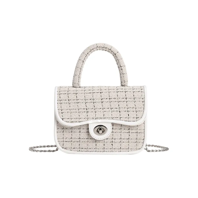 MARKANGARO Woolen Shoulder Bag Crossbody Bag Handbag Small Size Women's White Brown-1