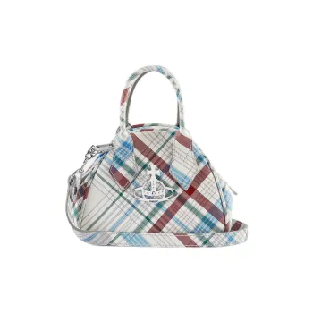 Vivienne Westwood Saffiano Leather Bowling Bag Shoulder Bag Crossbody Bag Handbag Mini Women's White/Multicolor