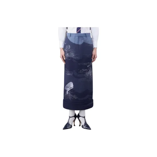 THOM BROWNE FW23 Early Autumn Collection Casual Long Skirts Women's Blue