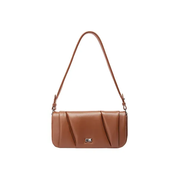 JONBAG Synthetic Leather Baguette Bag, Shoulder Bag, Portable Crossbody Bag Unisex Mocha/Black-1
