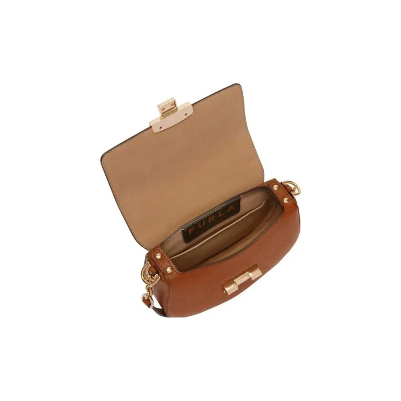 Furla Club 2 Leather Shoulder Bag Crossbody Bag Mini Women's Brown-4