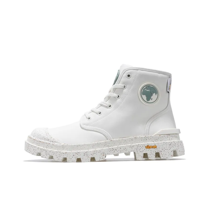 Palladium Pampa Durable Cushioning Mid Top Canvas Shoes Men's White-0