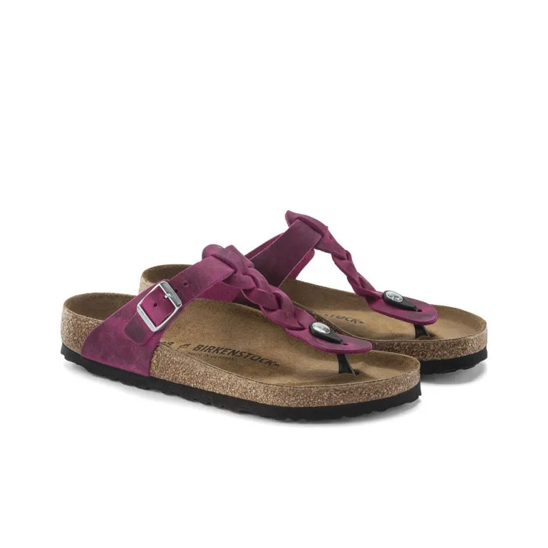 Birkenstock Gizeh Braided Antibacterial Flip Flops Women's Pink-2