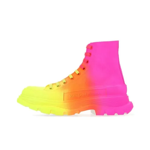 Alexander McQueen Tread Slick Ankle Boots Women's Pink/Orange/Yellow