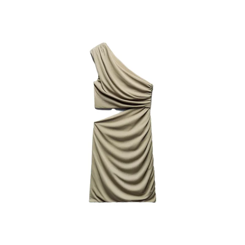 ZARA Sleeveless Dress Women's Olive Green-1