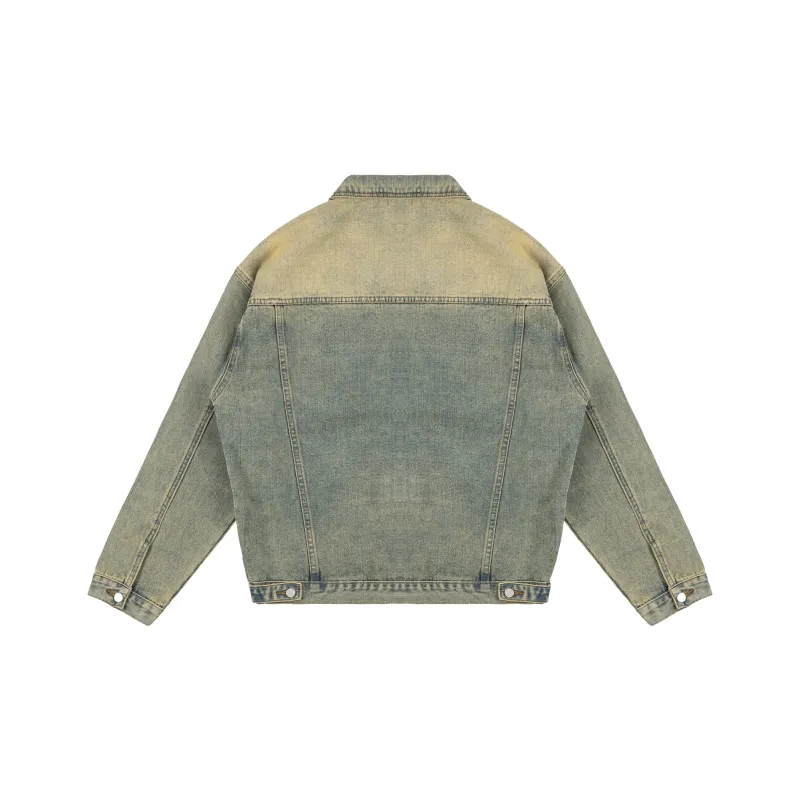 XINYINSU Denim Jacket Unisex Yellow Mud-1