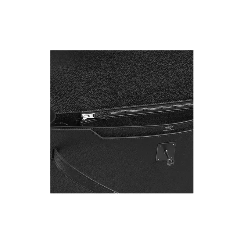 HERMES Kelly Depeches Togo Calfskin Business Bag Handbag Men's 89 Noir Black-3