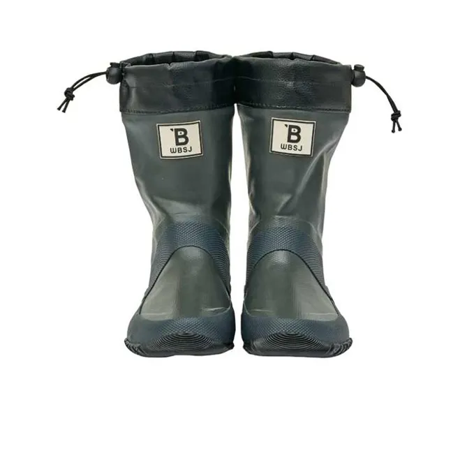 WBSJ Water-Resistant Rain Boots Unisex Black Gray Color-0