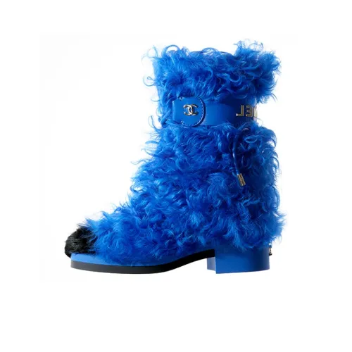 CHANEL Ankle Boots Women's Blue