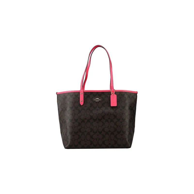 COACH City PVC Combo Bag, Tote Bag, Shopping Bag, Handbag, Shoulder Bag Women's Pink & Coffee-0