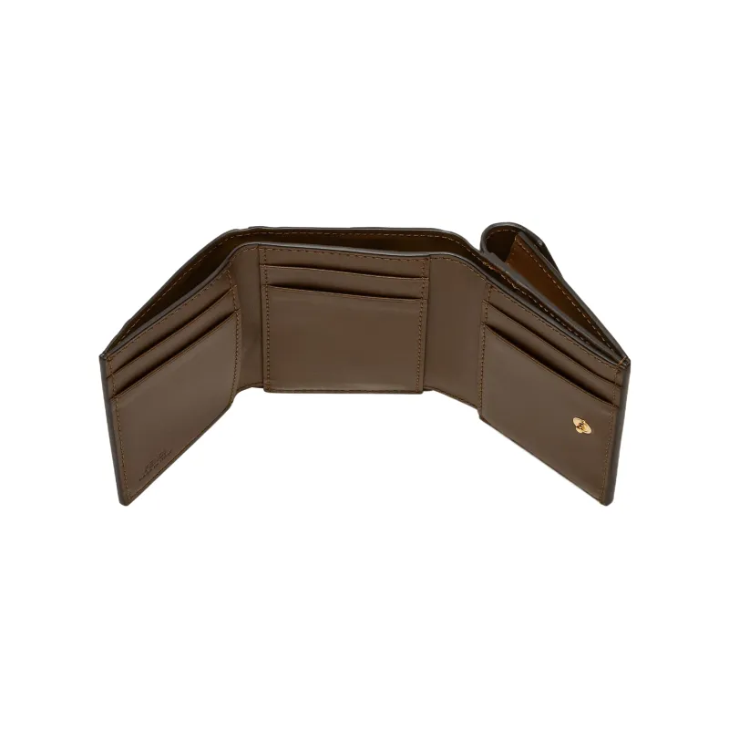 FENDI FF Diamonds Series Calfskin Wallet Medium Size Women's Brown/Black-2
