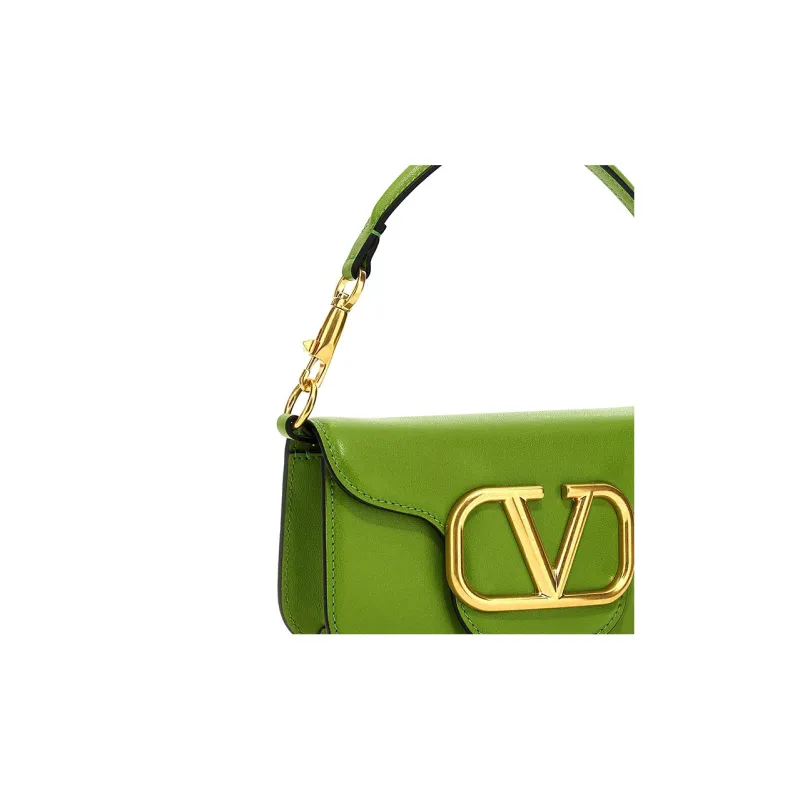 Valentino Locò Calfskin One Shoulder Handbags Small Size Women's Green-3