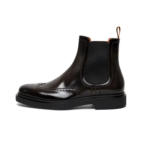 Santoni Perforated Leather Chelsea Boots