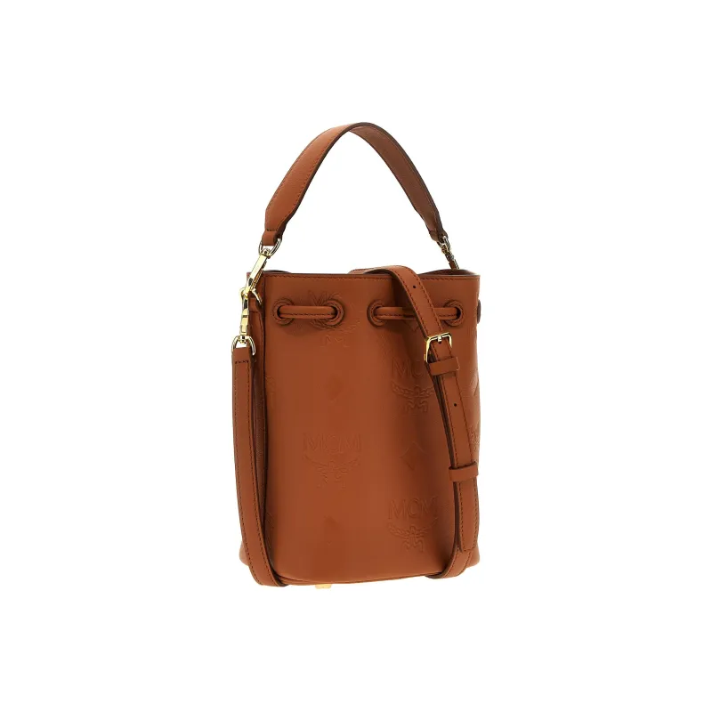 MCM Dessau Series Leather Bucket Bag Handbag Shoulder Bag Crossbody Bag Mini Women's Brown-2