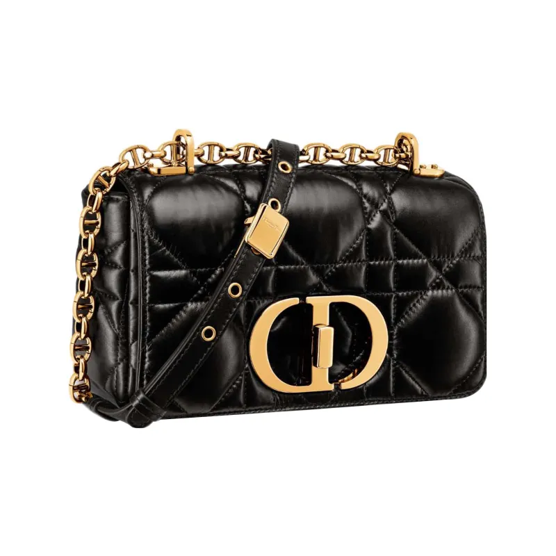 DIOR Caro Cow Leather Clutches Shoulder Bag Crossbody Bag Small Size Women's Black-2