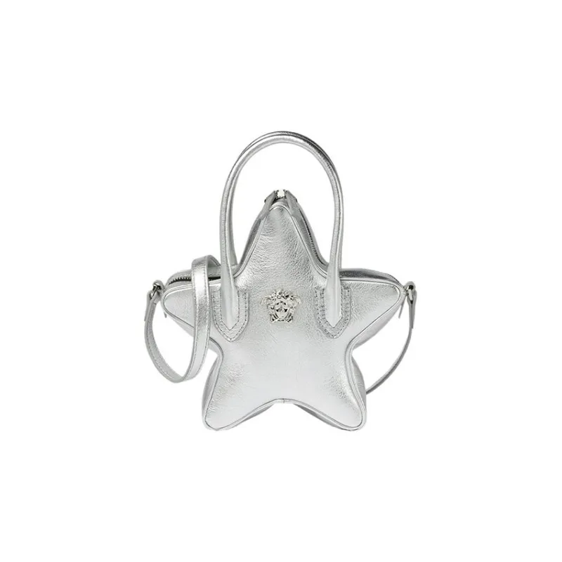 VERSACE Calfskin Handbag Shoulder Bag Crossbody Bag Mini Kids' Silver-0