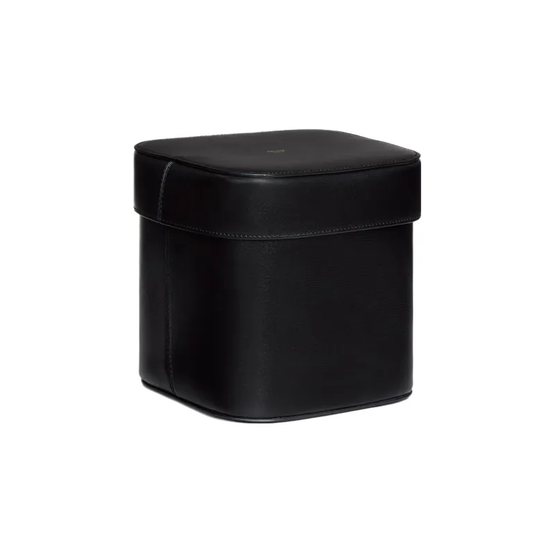CELINE Shiny Calfskin Storage Box And Storage Bag Large Size Women's Black-1
