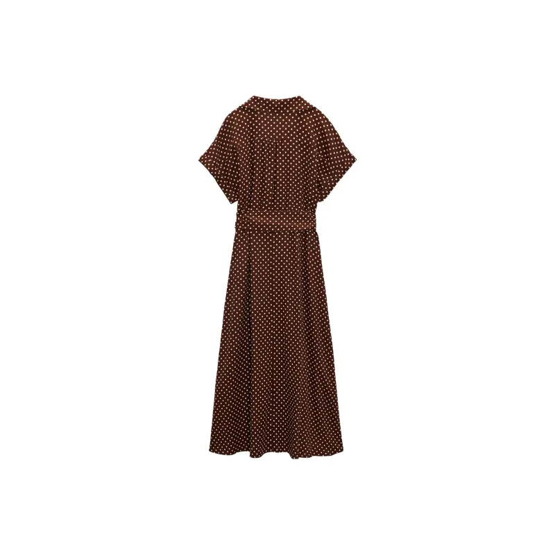 ZARA Short Sleeved Dresses Women's Red With White Dot-1