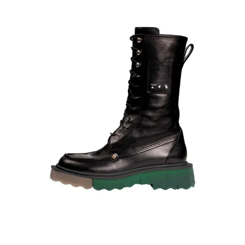 OFF-WHITE Sponge Combat Boot Black Green Women's