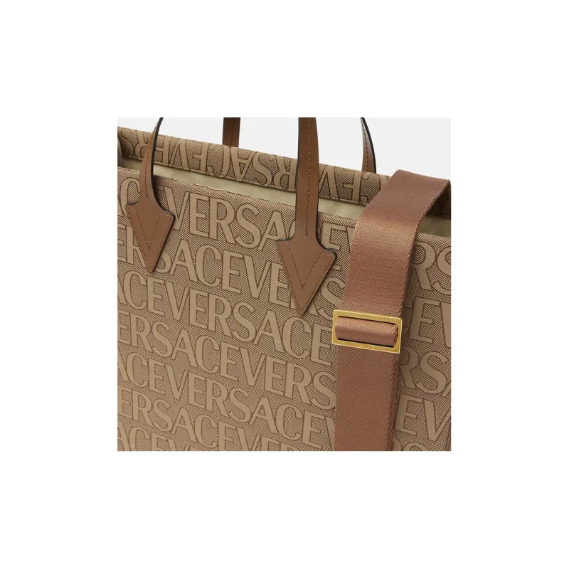 VERSACE Cow Leather Tote Bag Shopping Bag Shoulder Bag Crossbody Bag Handbag Regular Men's Brown-3
