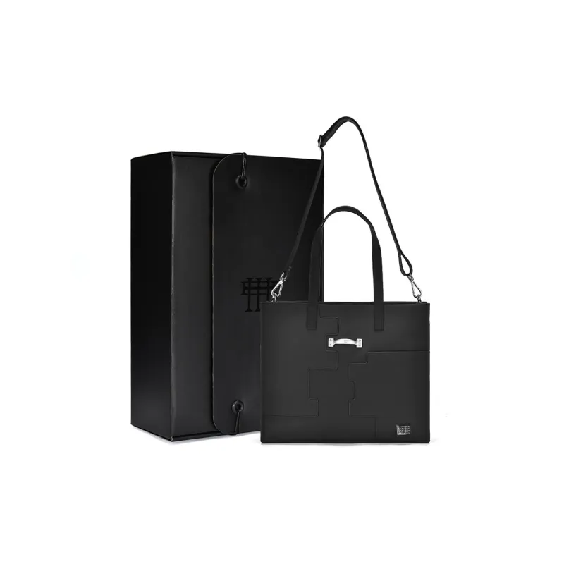 EPIPHQNY PU Tote Bag Shopping Bag Shoulder Bag Crossbody Bag Handheld Bag Briefcase Regular Unisex Black-4