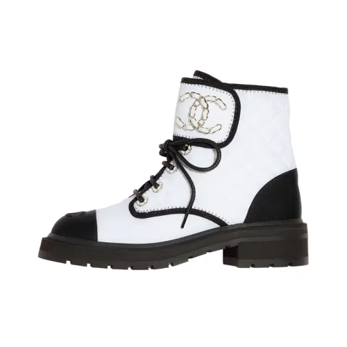 CHANEL Ankle Boots Women's White/Black