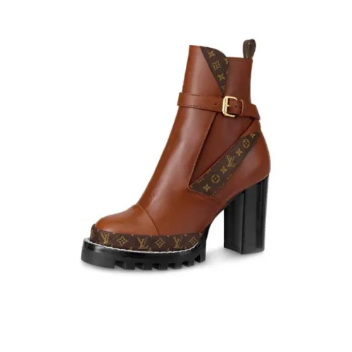 LOUIS VUITTON Star Trail Ankle Boots Women's Red Brown