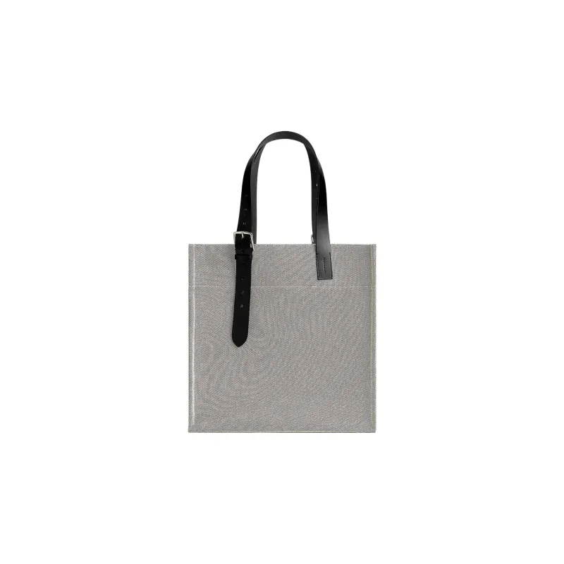HERMES Canvas With Hunter Cow Leather Canvas Bag, Tote Bag, Shopping Bag, Handbag Regular Men's Light Beige/Black-0