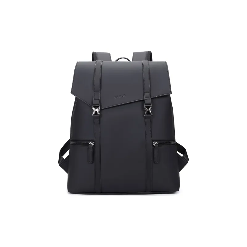 Slazenger PU Leather Patchwork Backpack Large Size Unisex Graphite Black-1