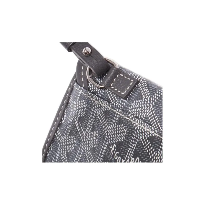 GOYARD Anjou Canvas With Calfskin Combo Bag Tote Shopping Bag One Shoulder Handbag Mini Women's Gray/Gray Small Heart-5