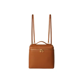 Loro Piana ExtraPocket Cow Leather Backpack Regular Women's Tobacco Thread