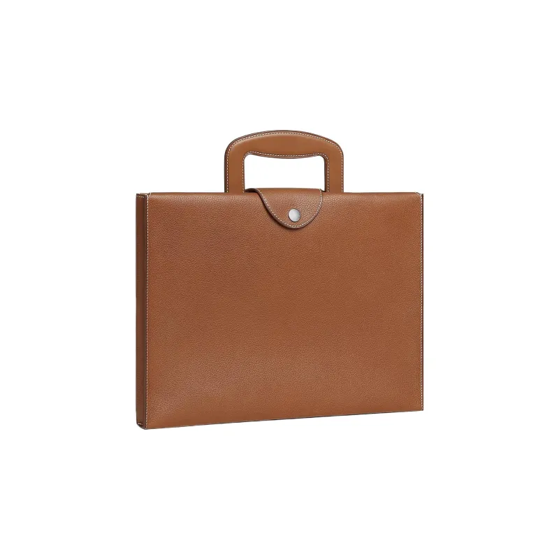 HERMES Barenia Faubourg With Barenia Calfskin Business Bag Handbag Briefcase Men's Light Yellow Umber-1
