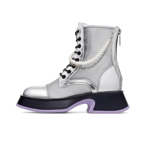 Kiss Kitty Ankle Boots Women's Silver